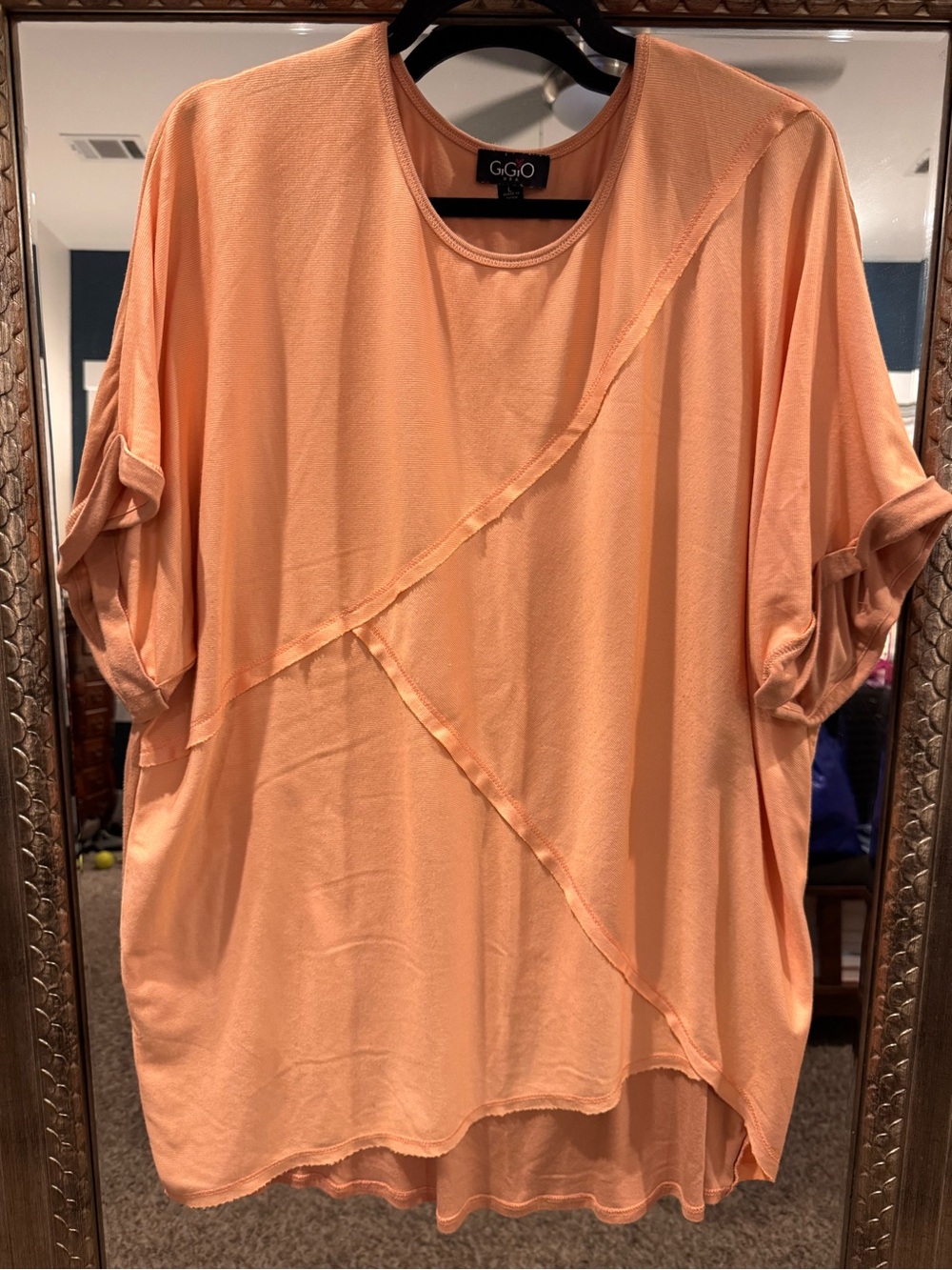 G.G.O Peach Short-Sleeve Diagonal Seam Tunic Top